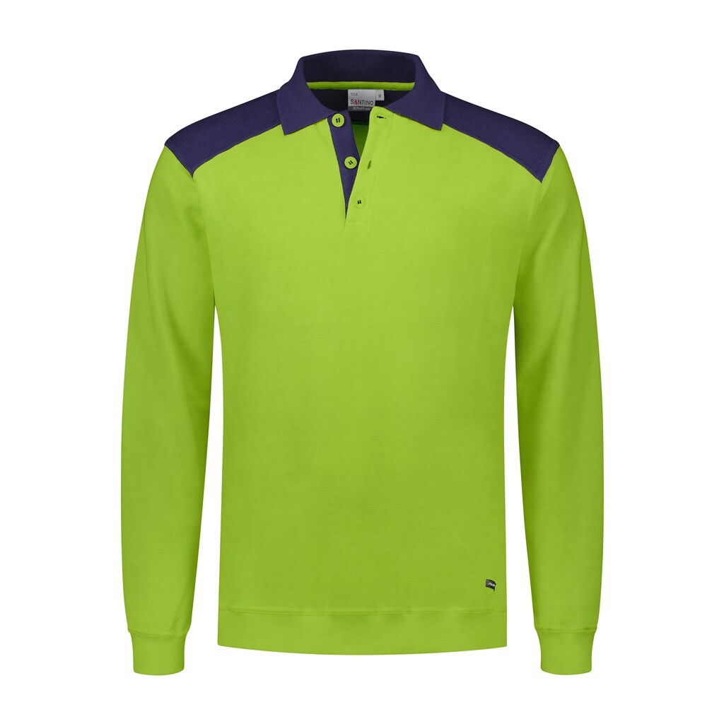 Santino Polosweater Tesla - Lime / Real Navy - 2 Color-Line
