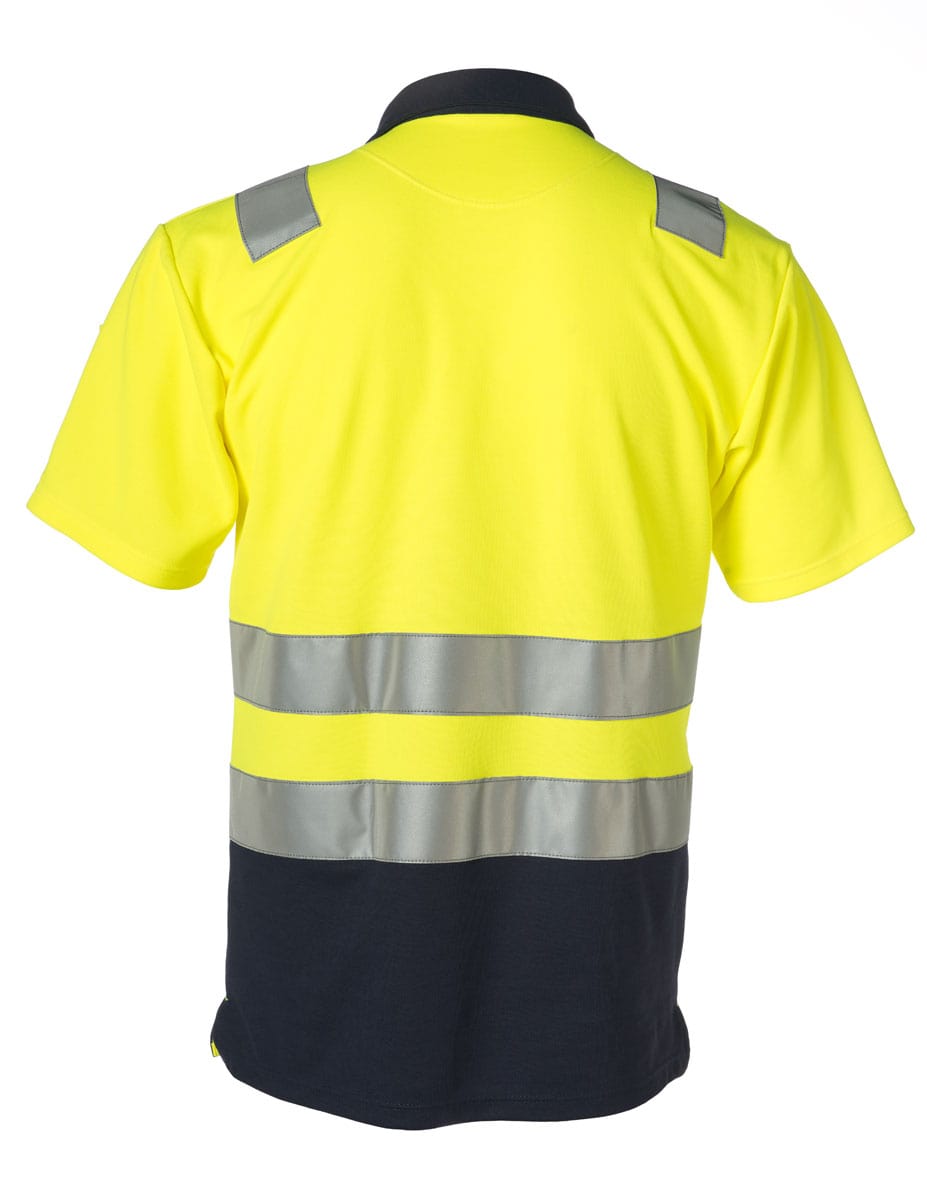 Rescuewear Poloshirt 33250 kurze Ärmel HiVis Klasse 2 Marineblau / Neon Gelb