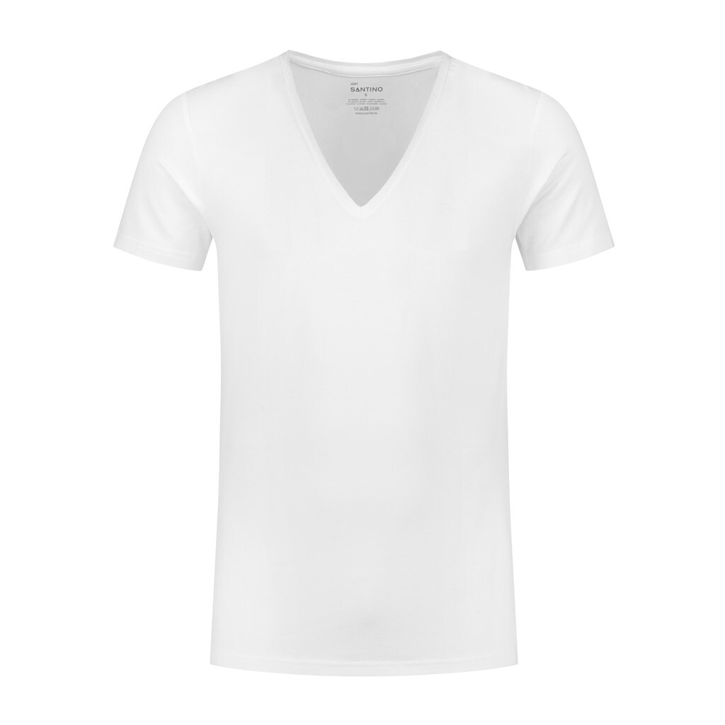 Santino T-shirt Jort V-neck - White - Eco-Line