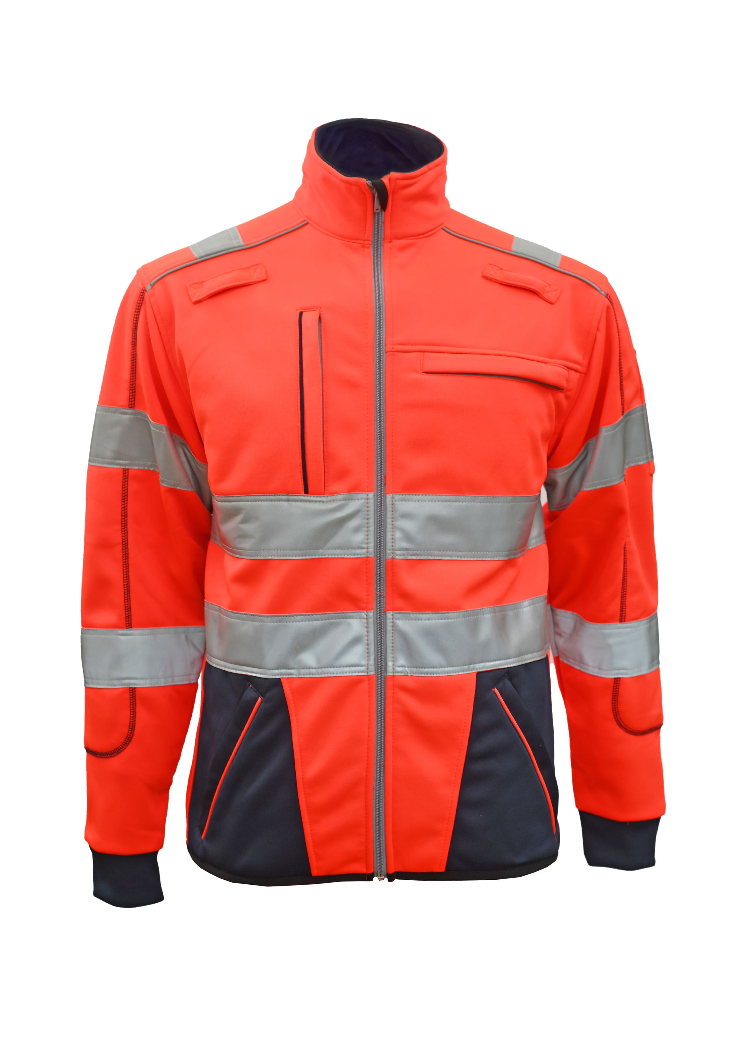 Rescuewear Sweatjacke 33359 Dynamic HiVis Klasse 3 Marineblau / Neon Rot
