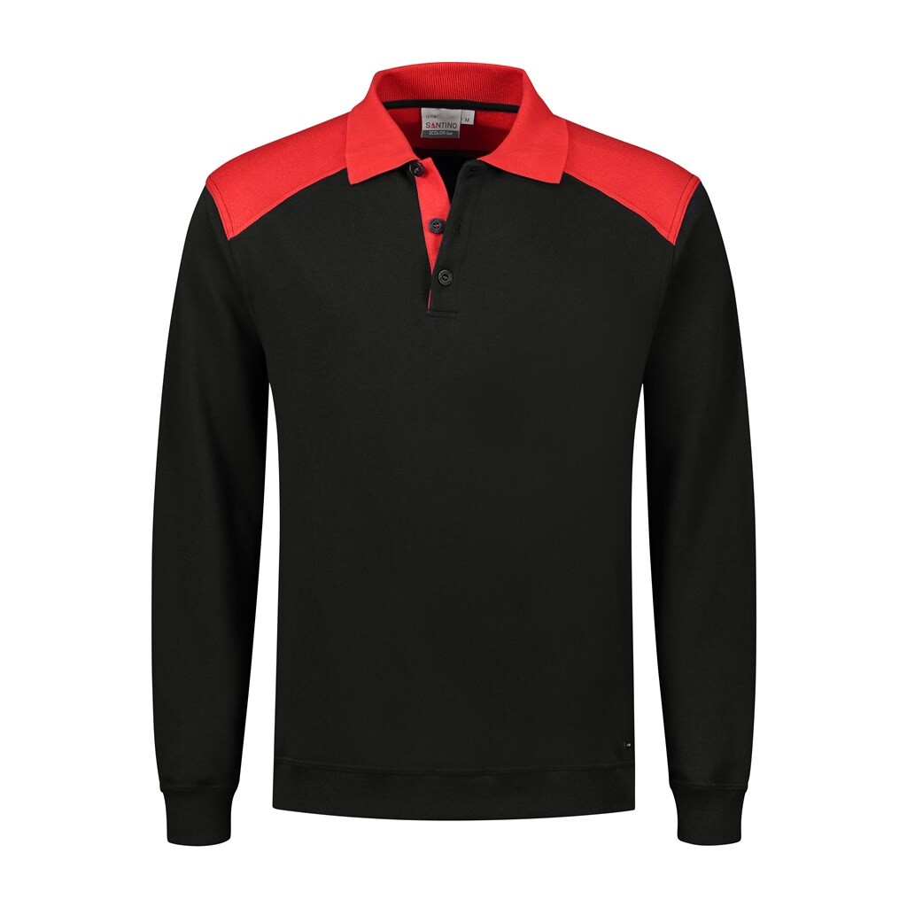 Santino Polosweater Tesla - Black / Red - 2 Color-Line